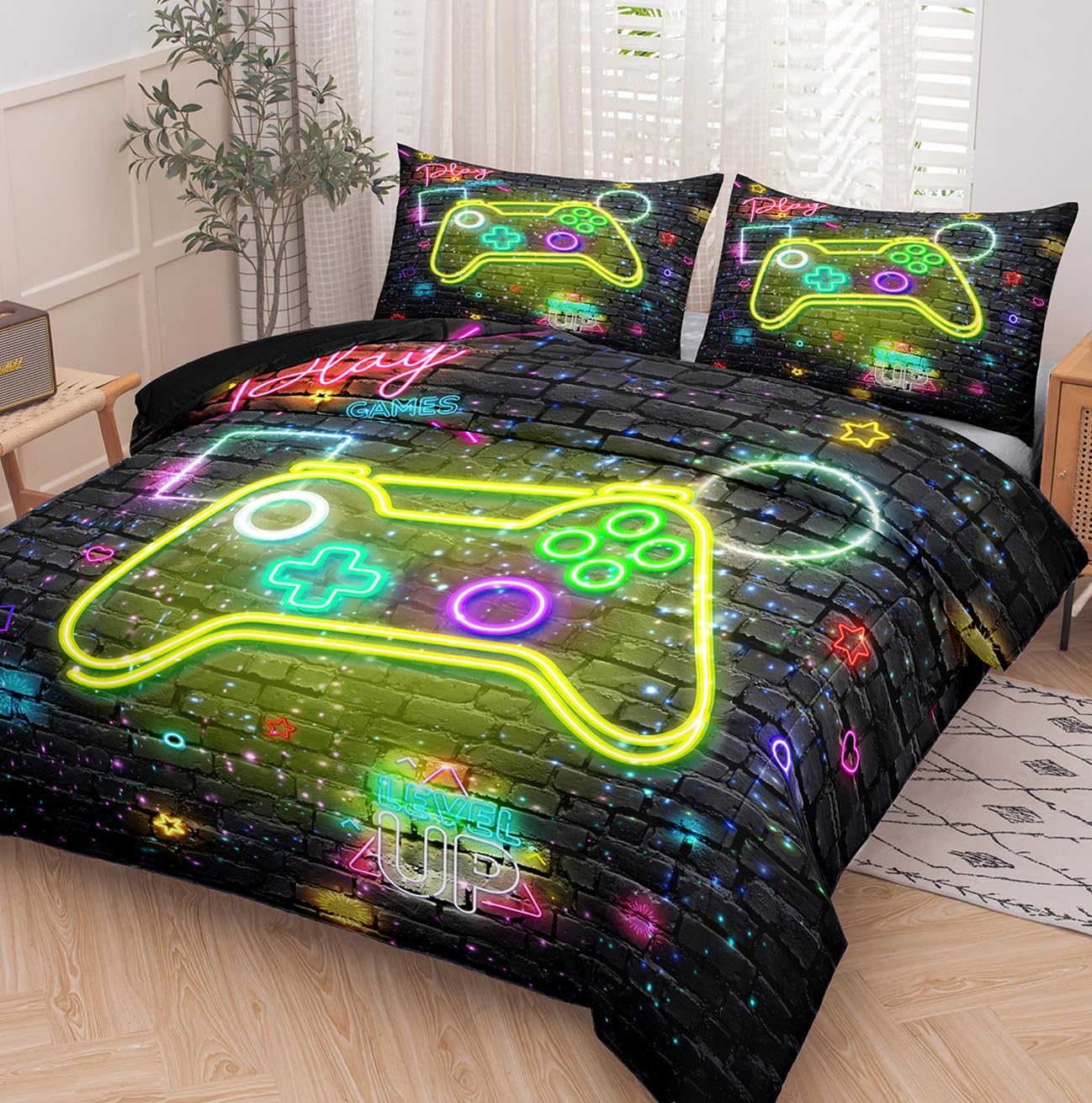 Ninenine Gaming Bedding Sets Twin Comforter Sets For Boys 5Pcs Twin Bedding Sets For Boys Kids Comforter Sets Boys(1Comforter, 1